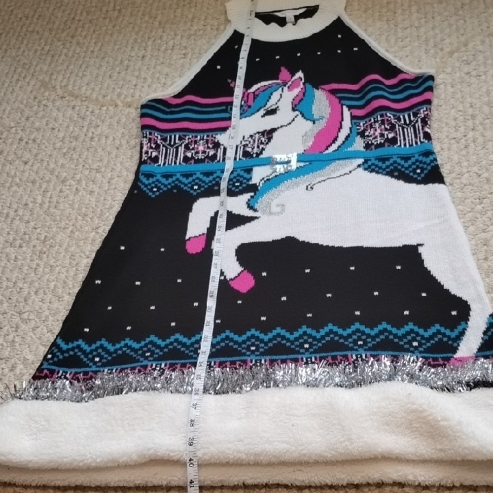 Festive Sweater Ugly Holliday Mini Dress Black Sparkle Sz XXL (19) Soft Stretchy - Picture 6 of 14